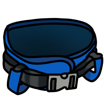 a blue gait belt.